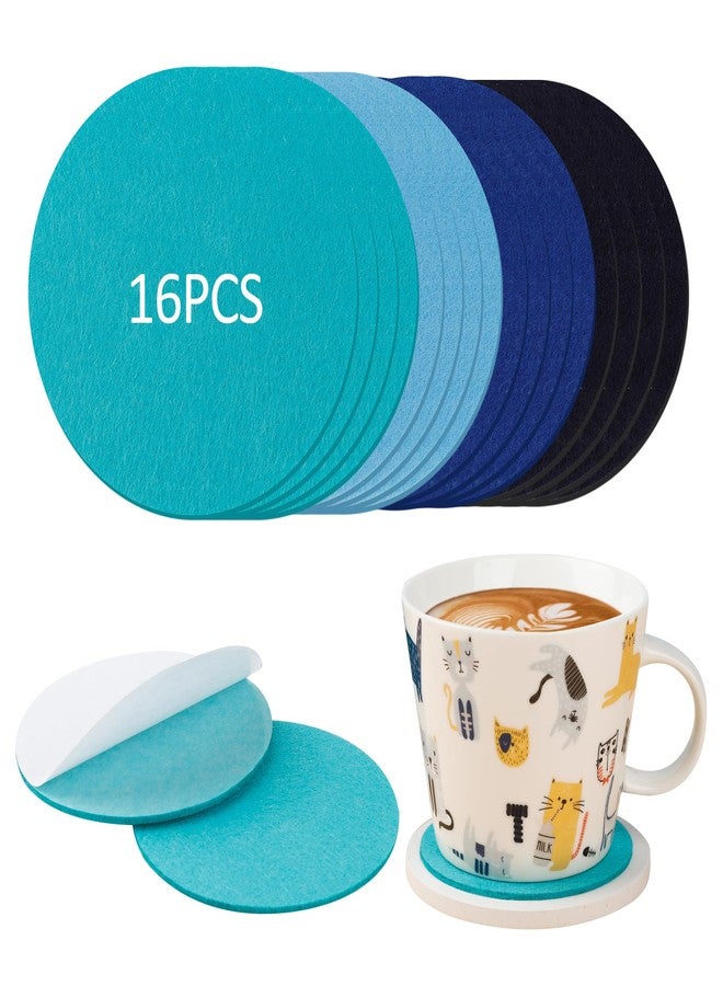 Varpotle 16 Pcs Self Adhesive Felt for Coasters Bulk, 3.54"x 3.54" Cork Coasters Alternative Thickened (2mm), 4 Colors Round Felt Backing for 4"x 4" Coaster Ceramic Tiles, DIY Coasters Craft Accessories - Image 1